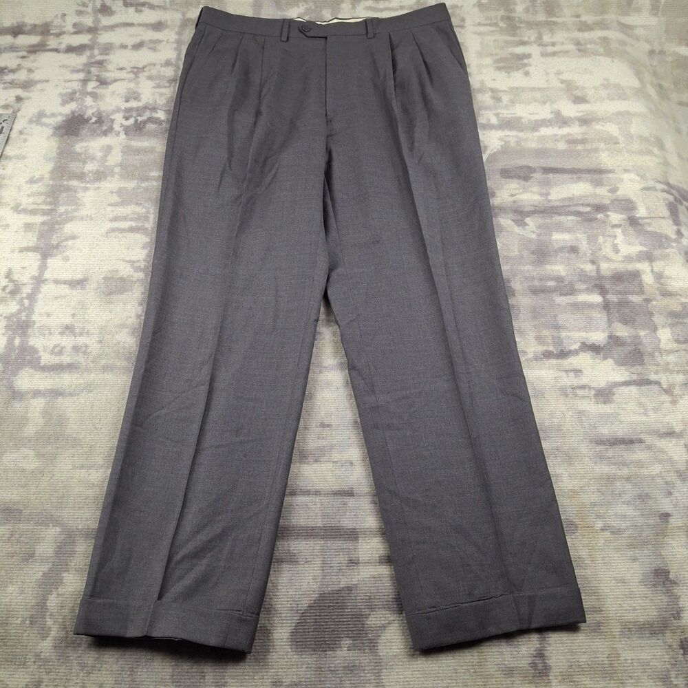 Santorelli Como 2 Dress Pants Mens 35 Medium Grey 100% Pure Wool Made in Italy